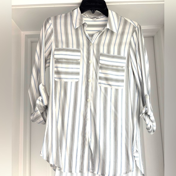 Express Striped Shirt in Blue and White - Picture 1 of 5
